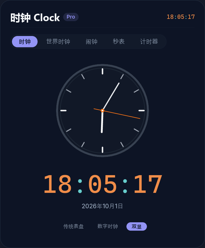 Clock actual running interface