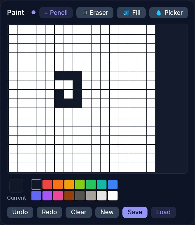 Pixel paint actual running interface
